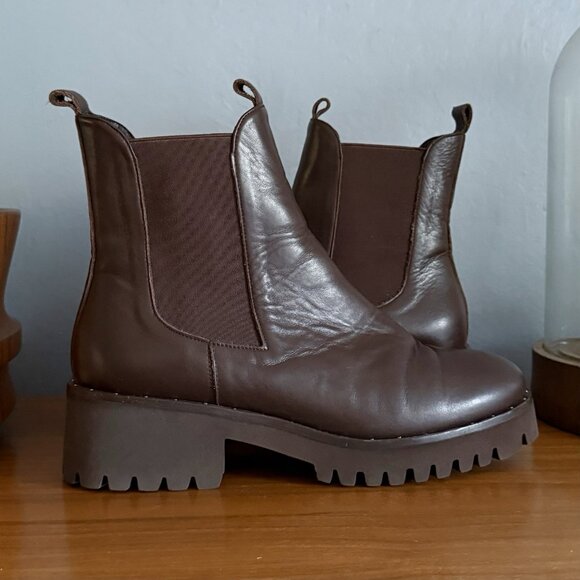 Freda Salvador Brooke Rain Resistant Dark Brown Leather Chelsea Boots 8.5 - Picture 3 of 10